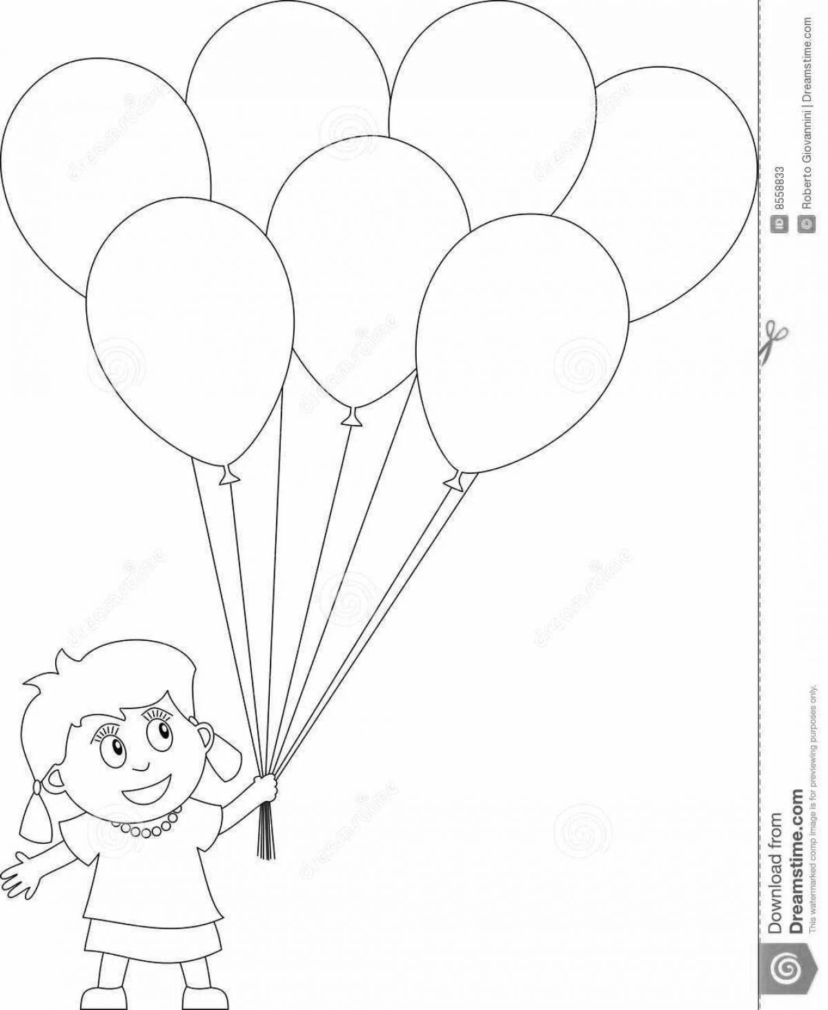 Coloring book magic bunch of balloons