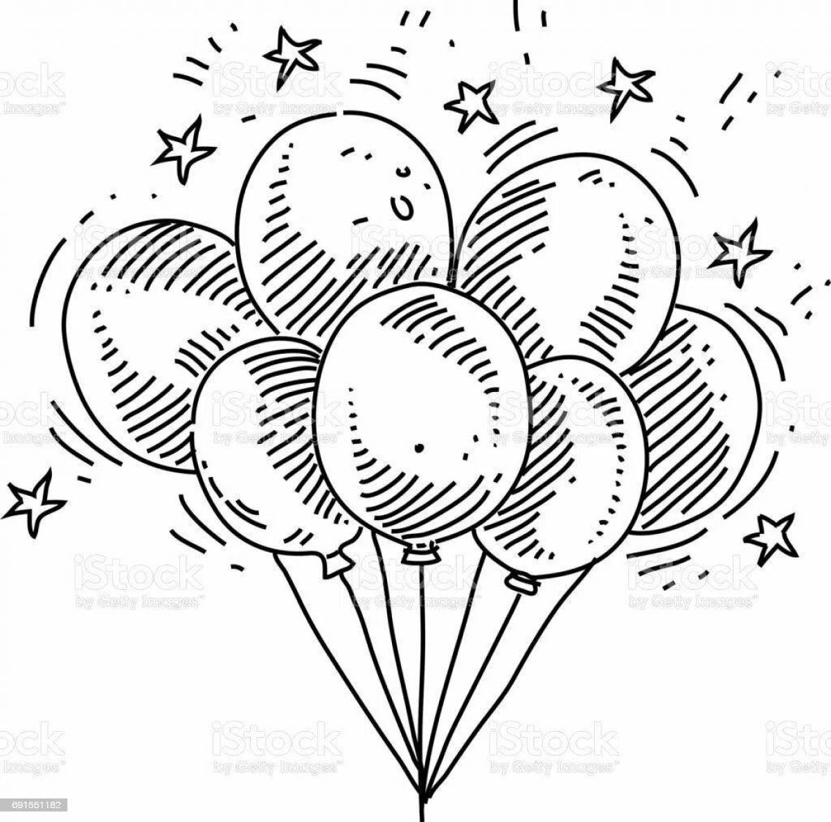 Exploding bunch of balloons coloring page