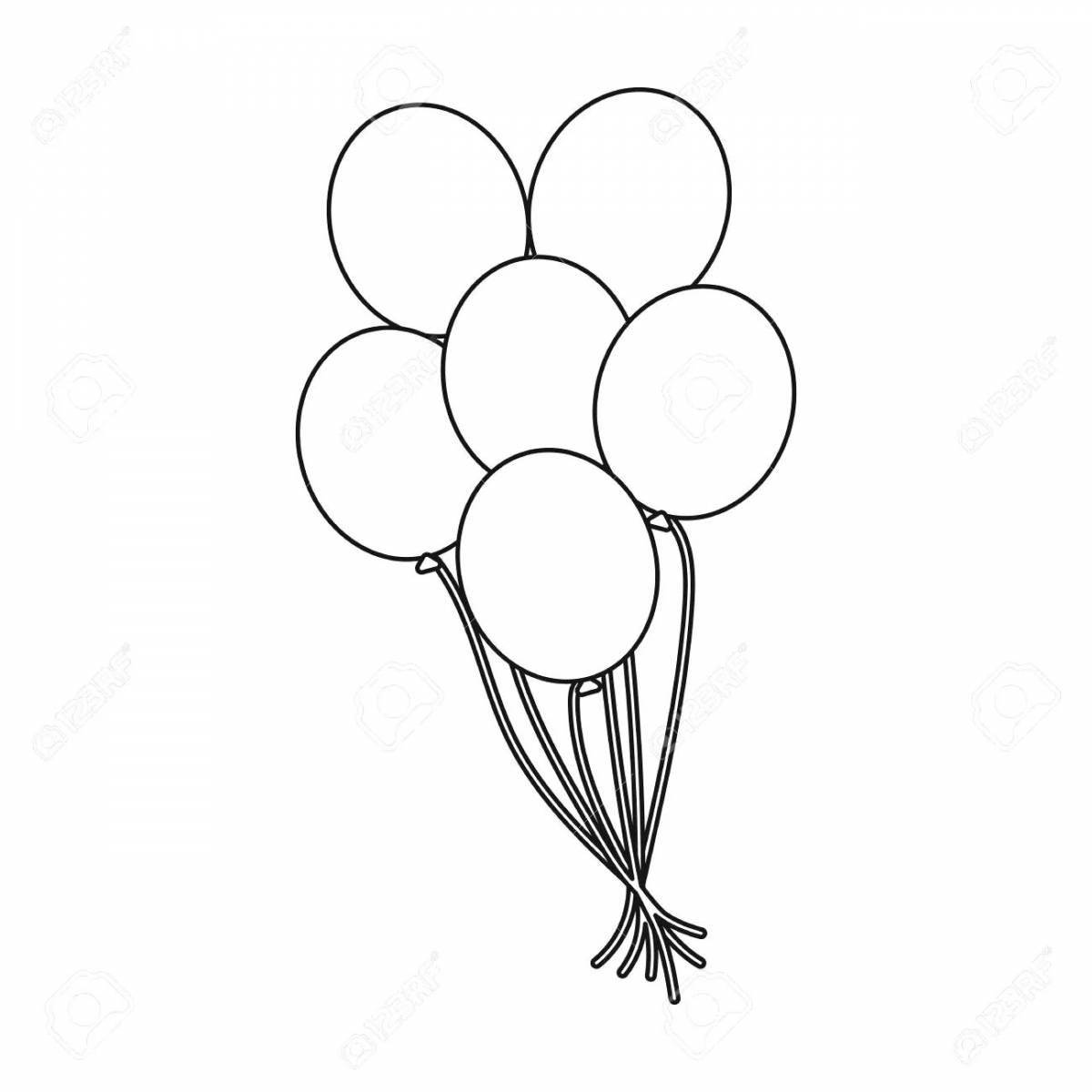 Colored luminous bunch of balloons coloring book