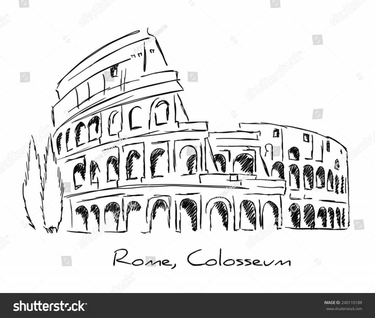 Coloring page majestic colosseum in rome