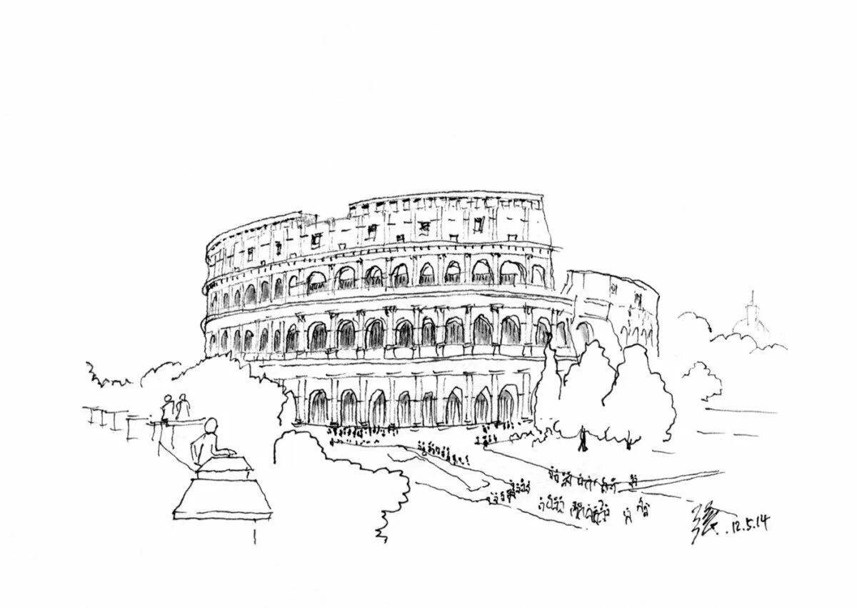 Coloring page magnificent colosseum in rome
