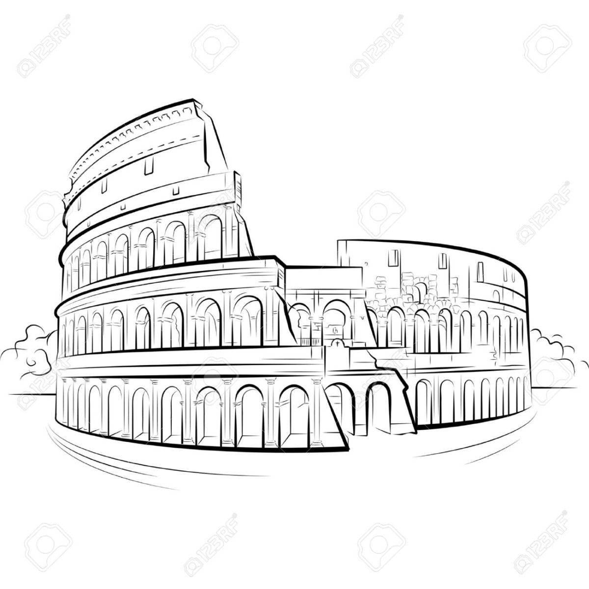 Impressive colosseum in rome coloring book