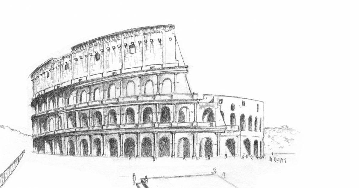 Coloring book exquisite coliseum in rome