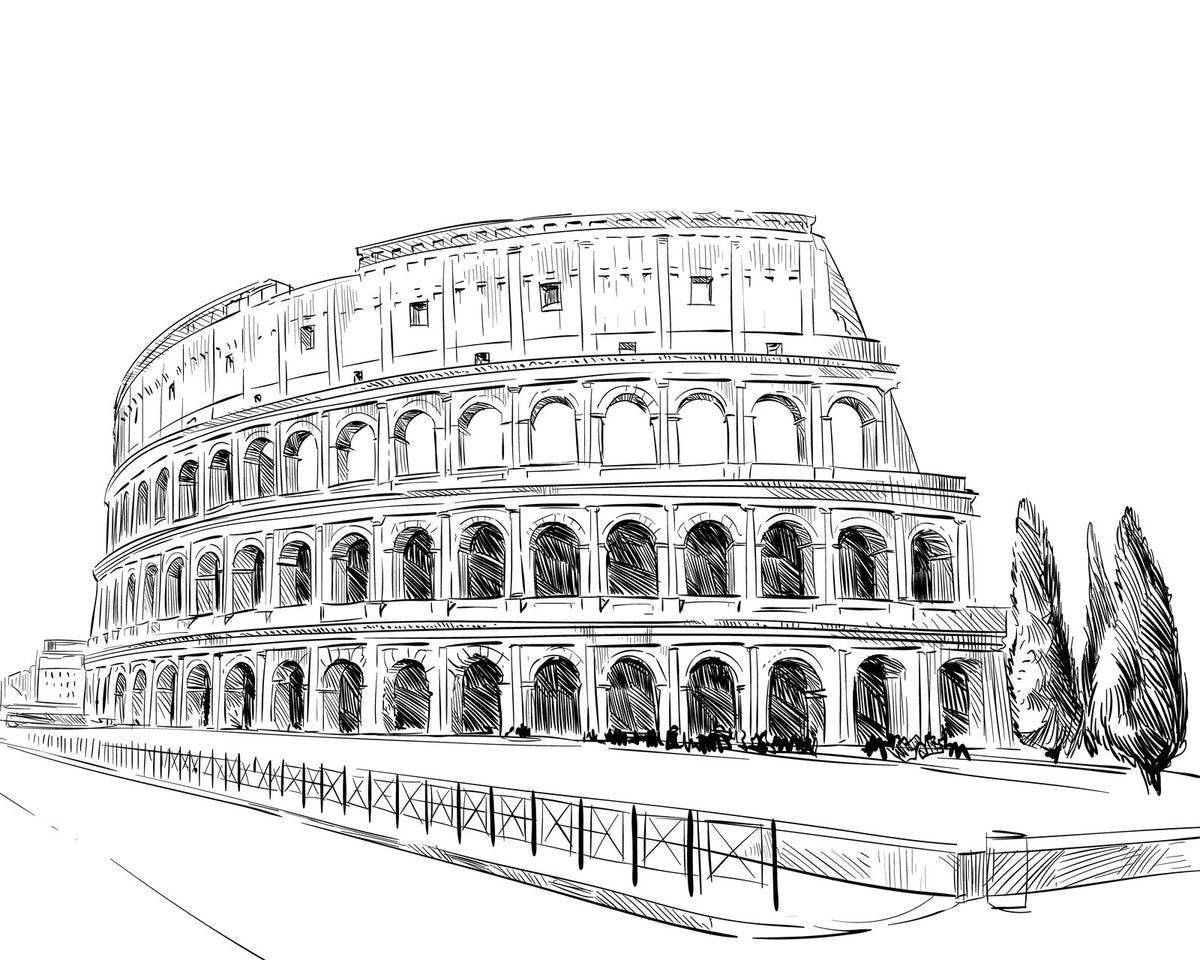 Coloring book fabulous colosseum in rome