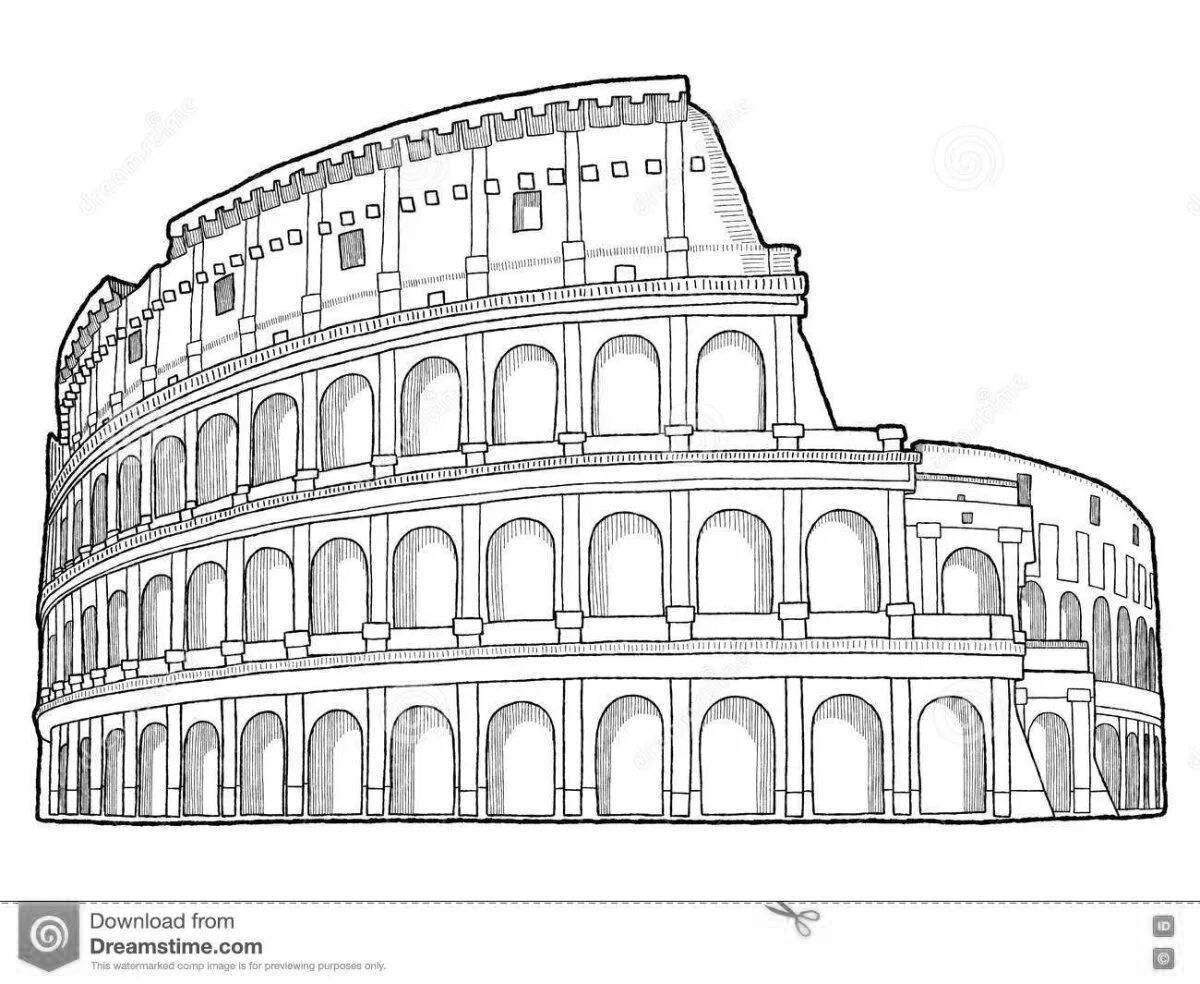 Coloring page elegant colosseum in rome