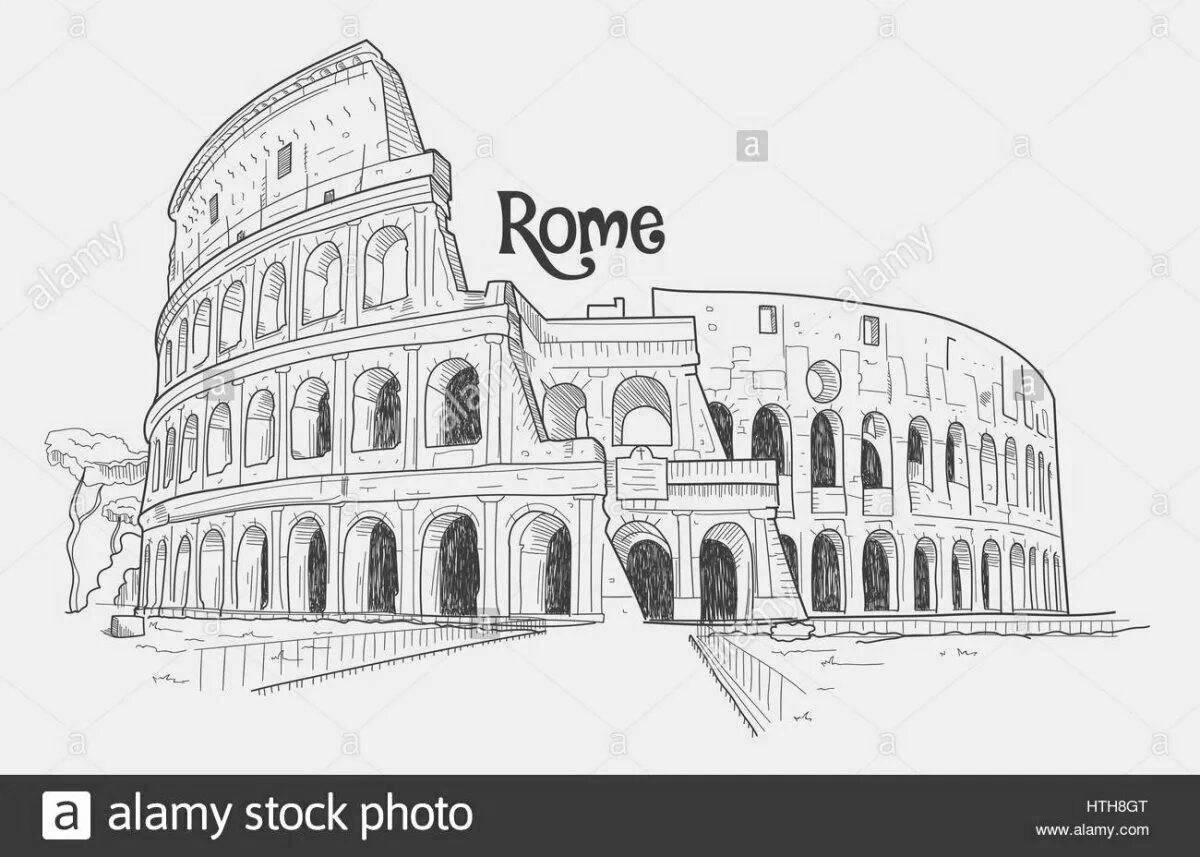 Coloring book luxury colosseum in rome