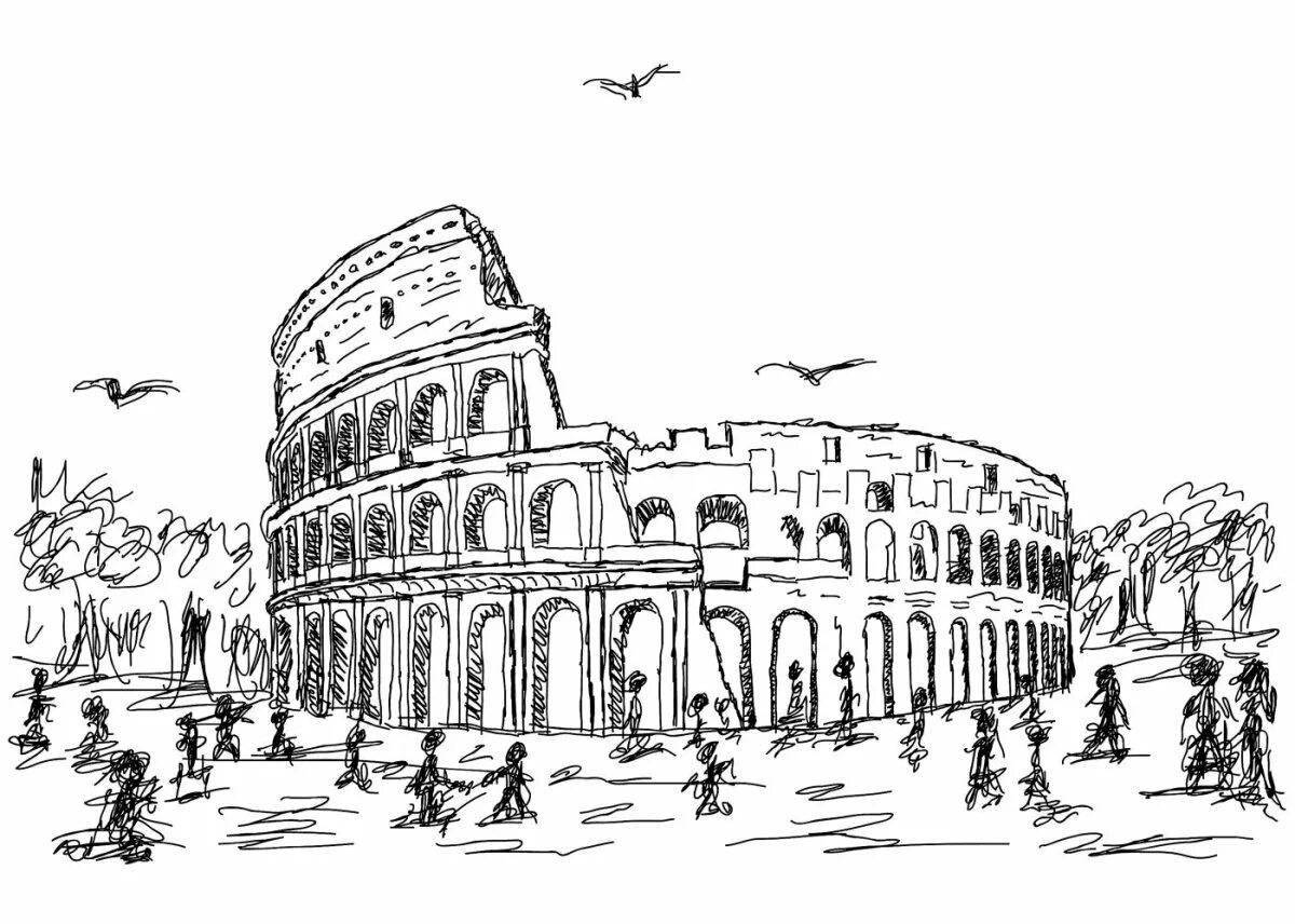 Palace coliseum in rome coloring book
