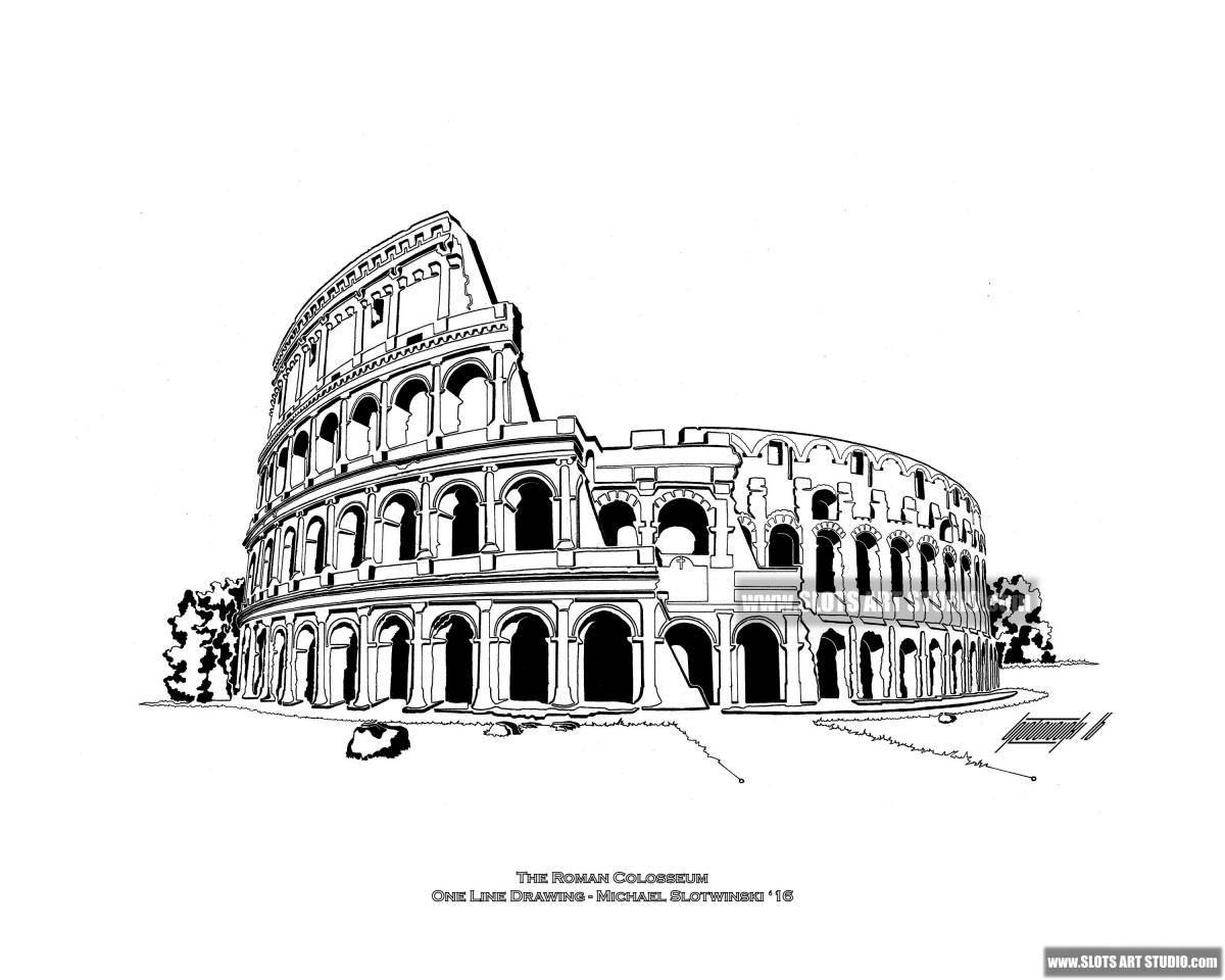 Coloring book shining colosseum in rome