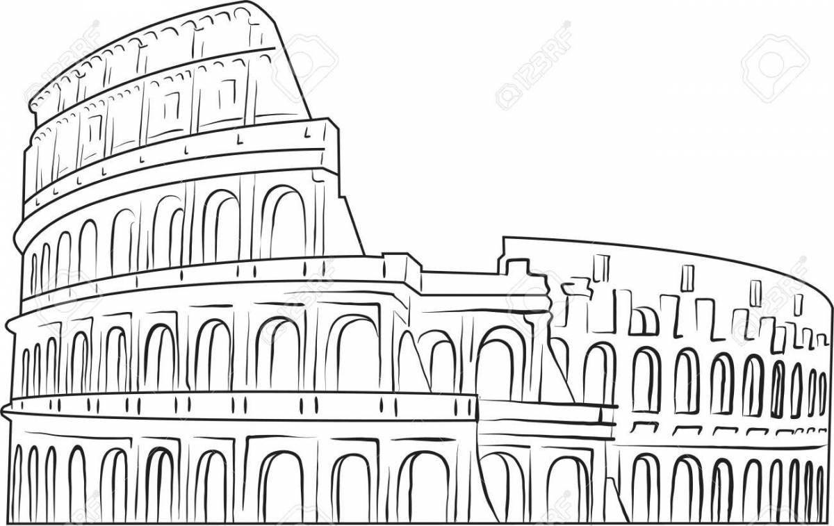 Coloring book immaculate colosseum in rome
