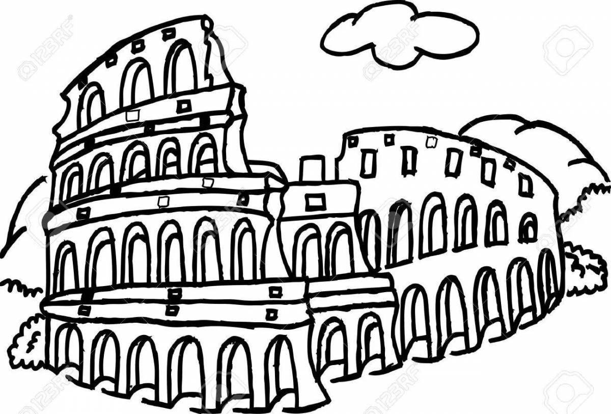 Generous coliseum in rome coloring book