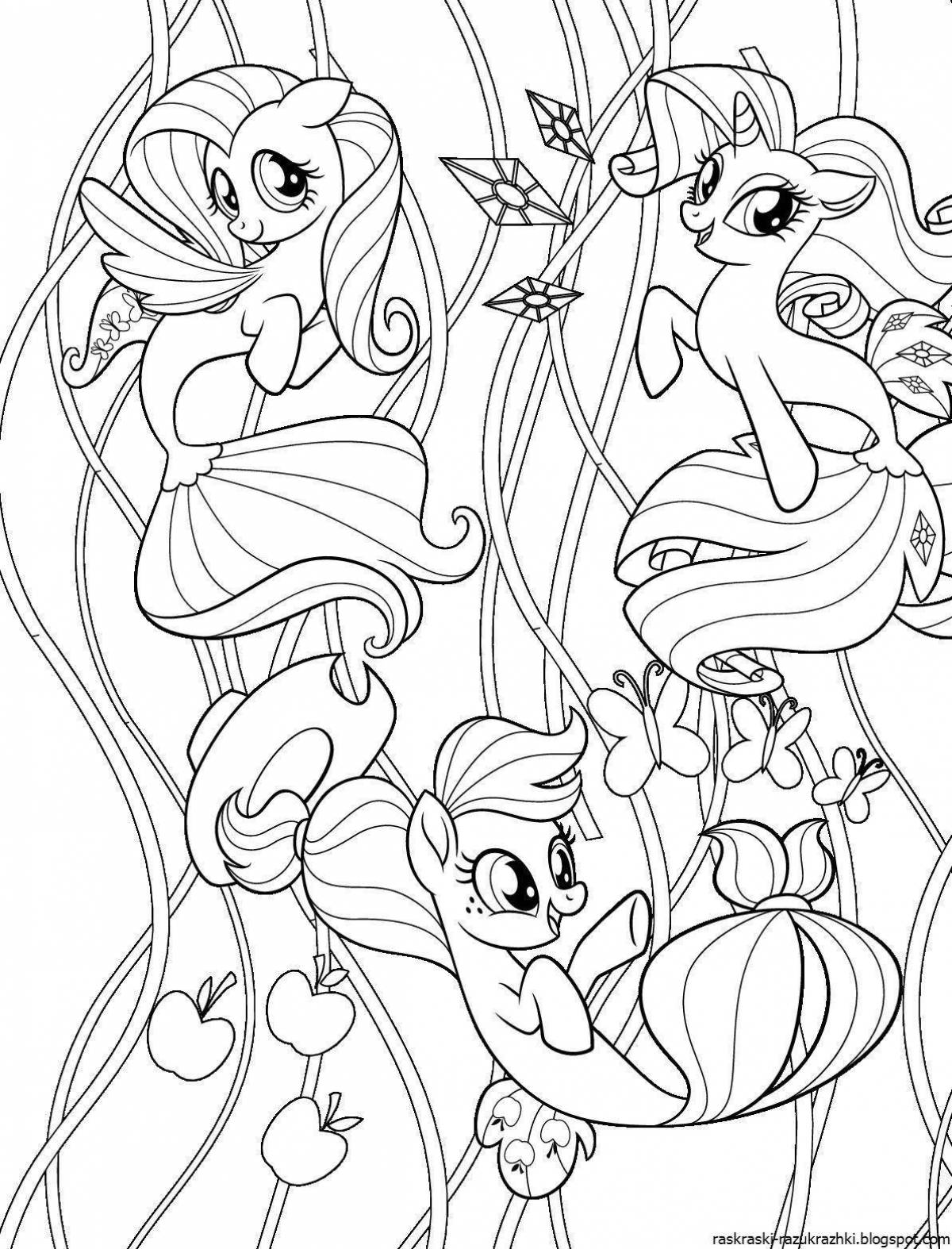 Amazing coloring pages of malital pony mermaids