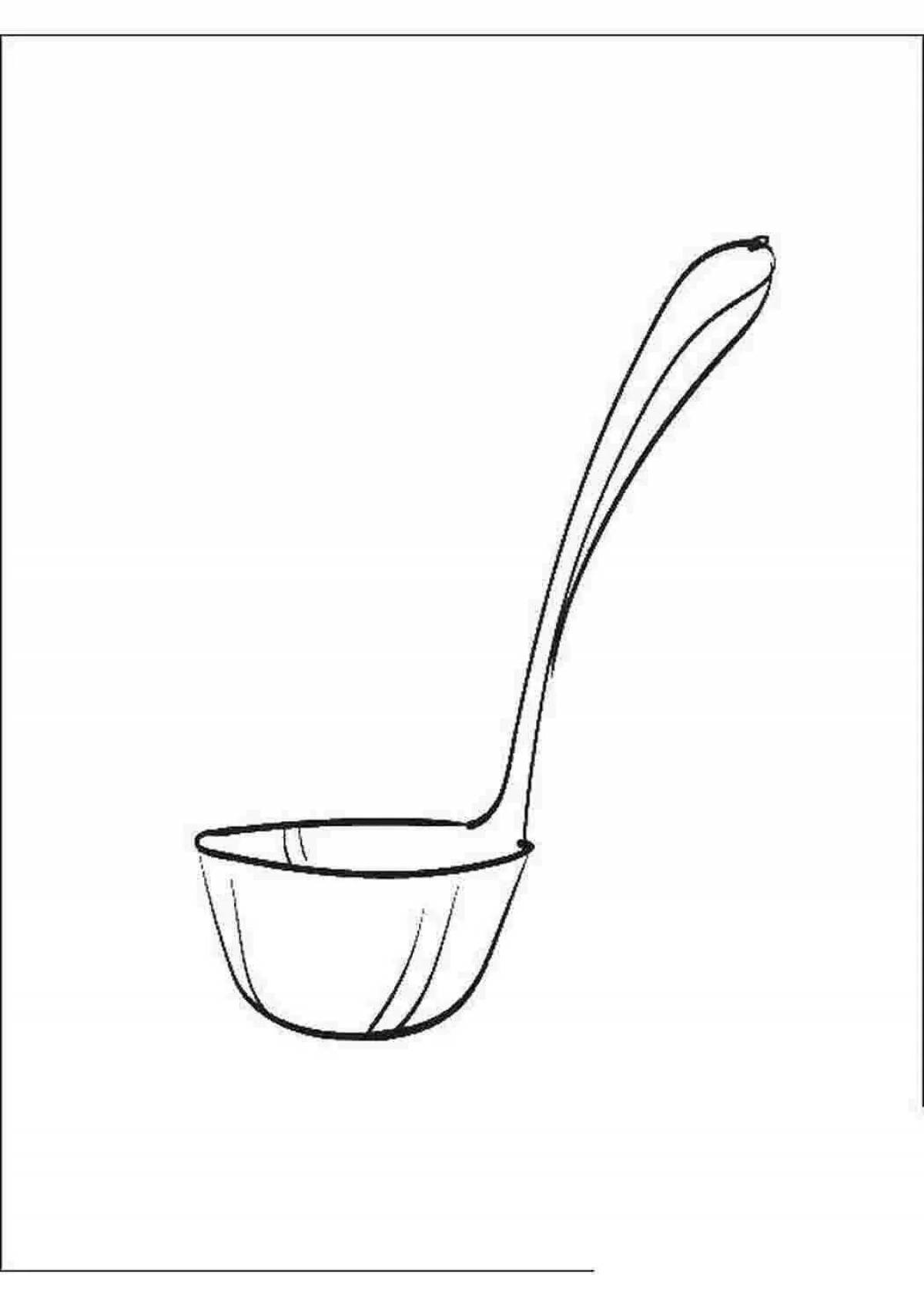 Animated ladle coloring page for kids