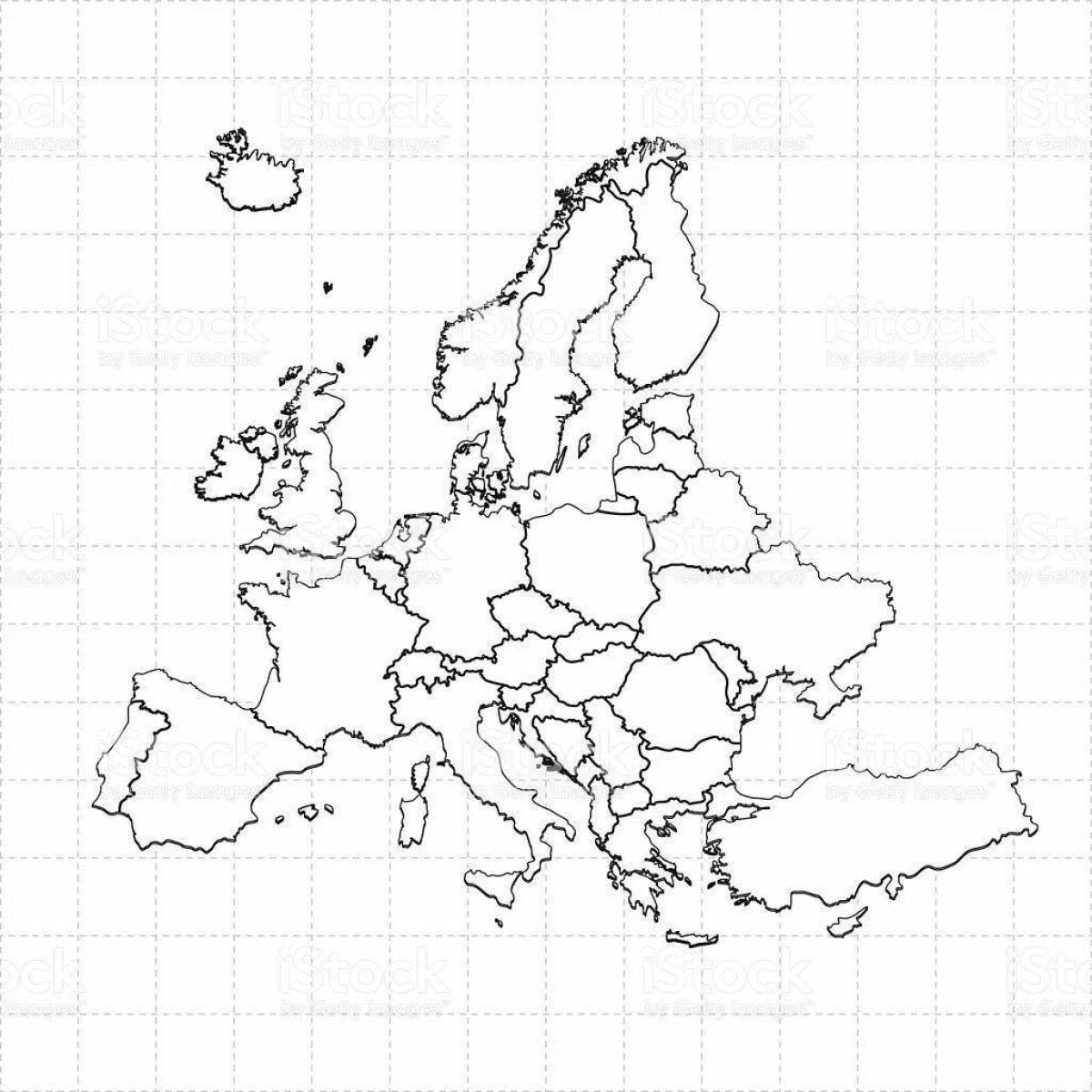 Богато украшенная раскраска карта европы 1914 года