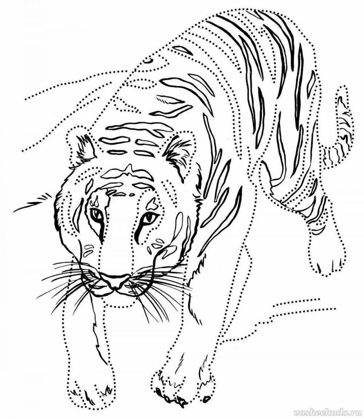 Экзотическая раскраска тигр с крыльями