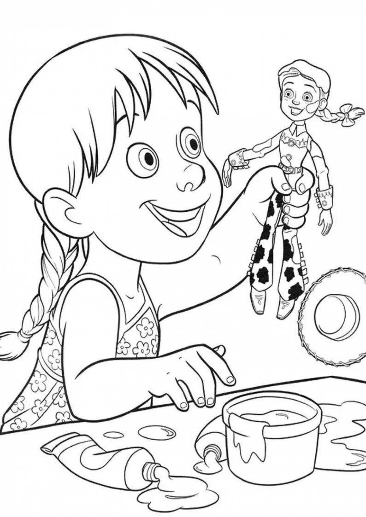 Потрясающая страница раскраски «история игрушек джесси»