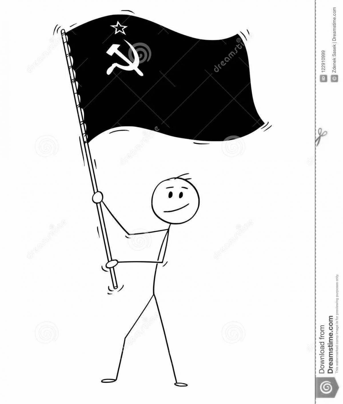 Coloring book gorgeous flag of the soviet union