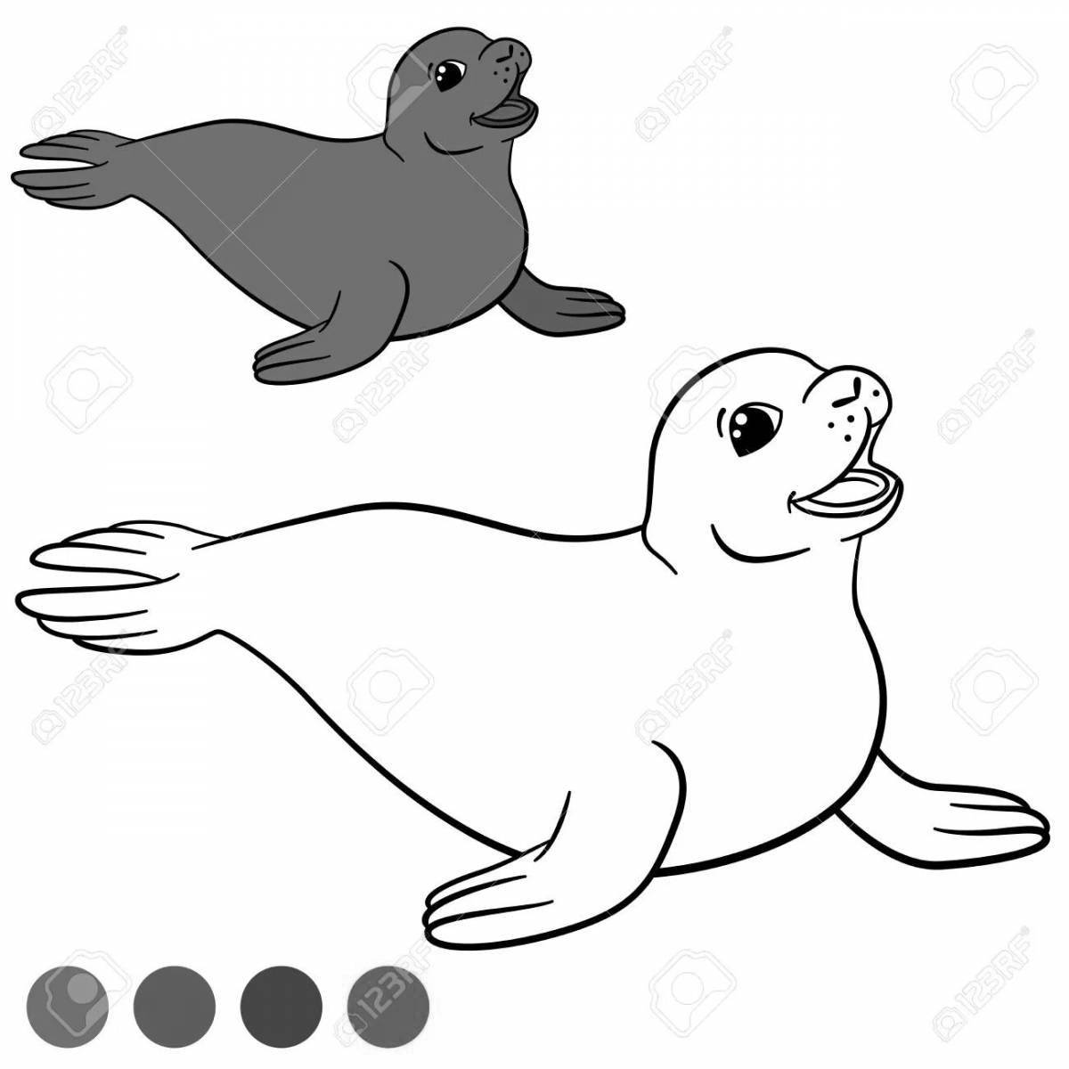 Adorable seal on ice coloring page