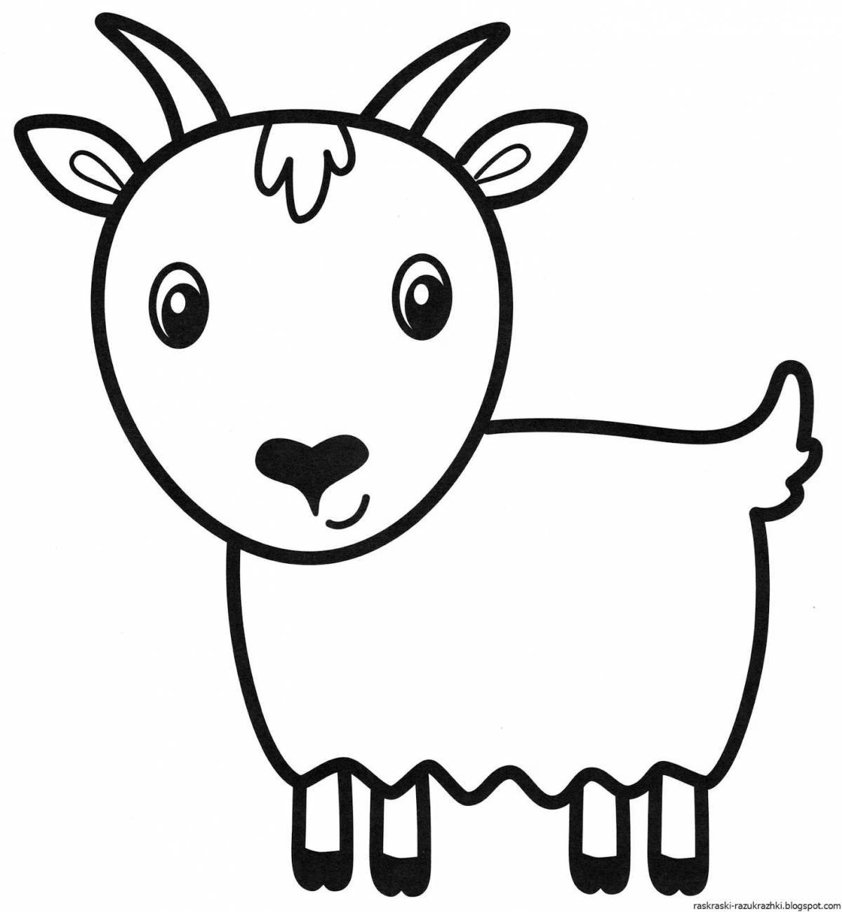 Colorful goat coloring page for kids