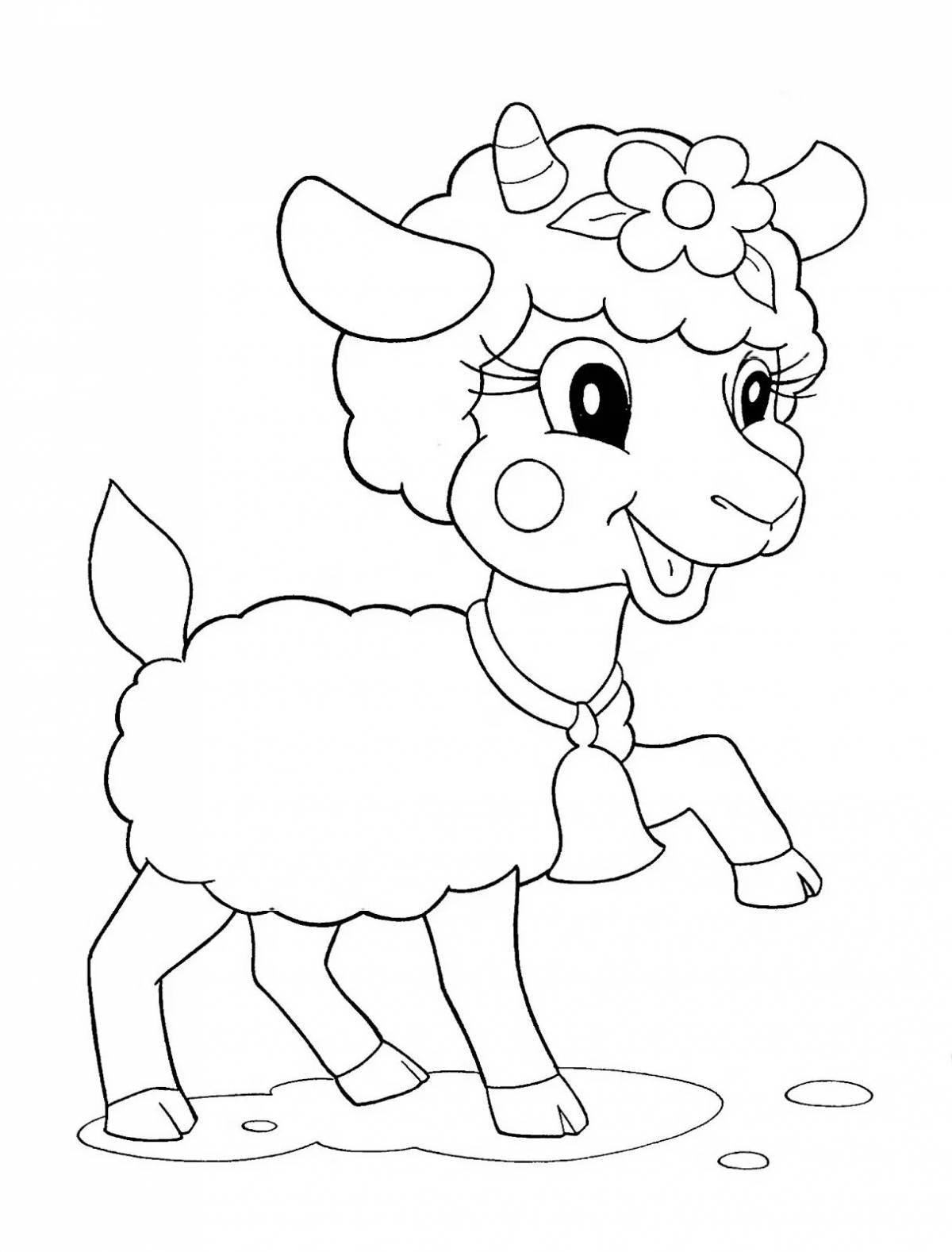 Раскраска радостная коза для детей