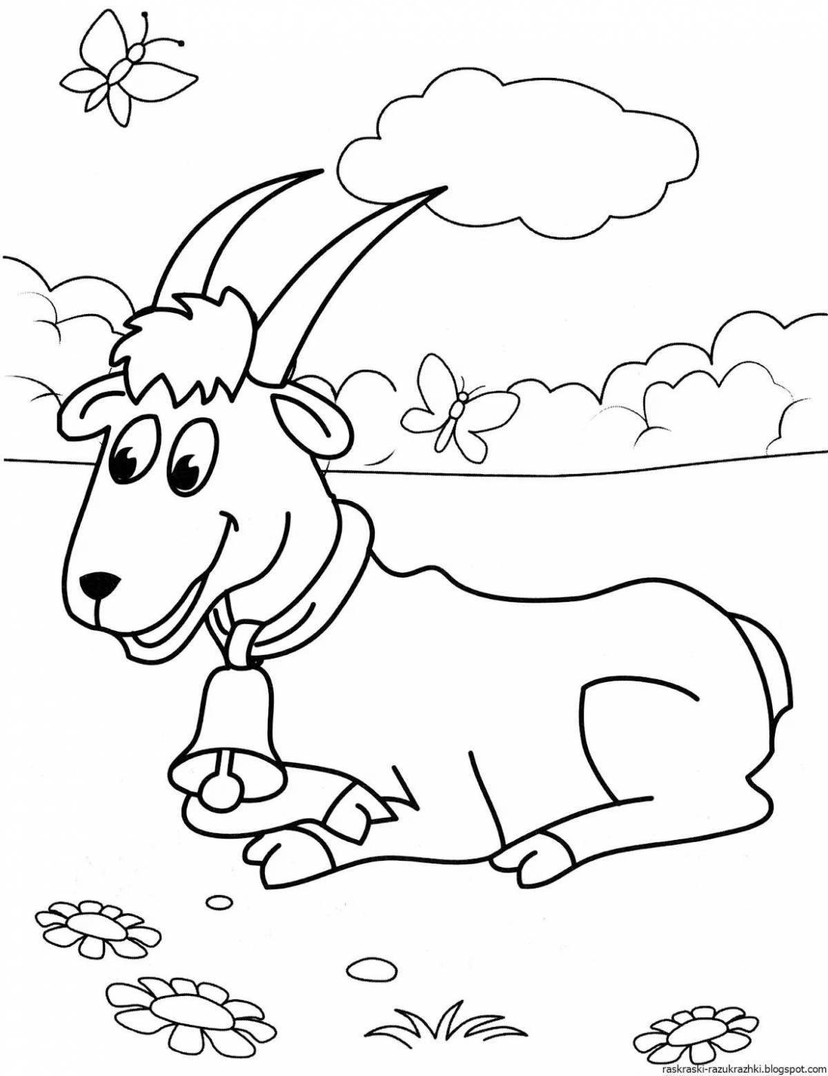 Coloring cute goat for kids