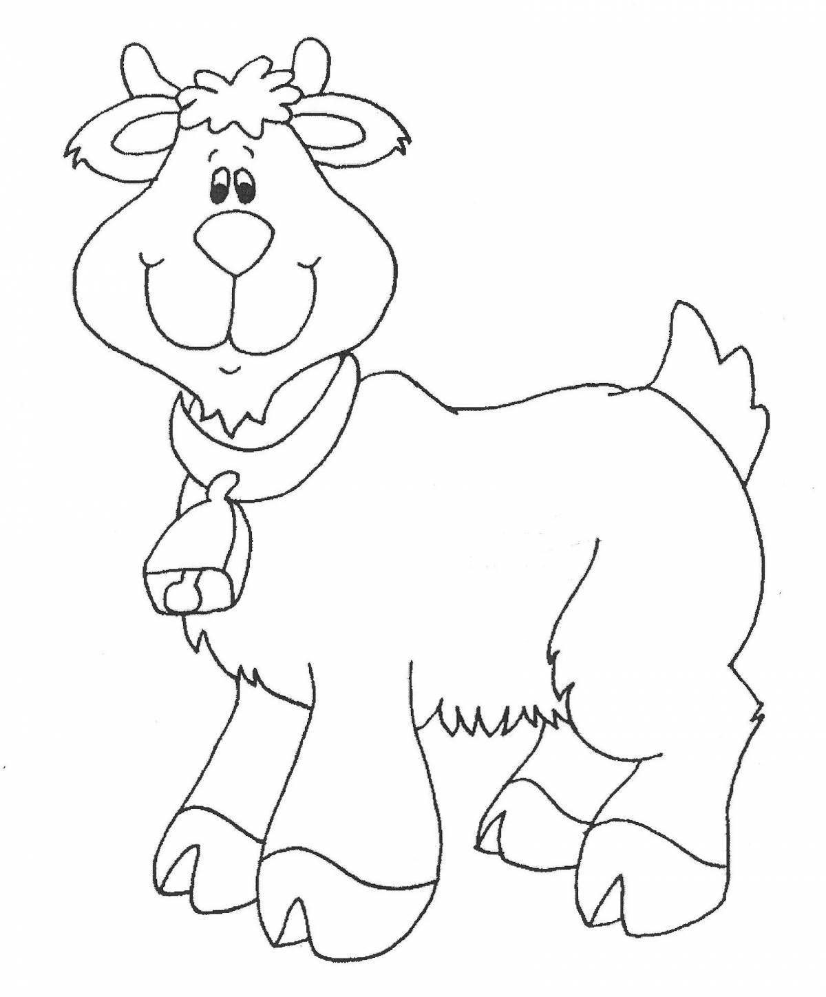 Coloring book excited goats for kids