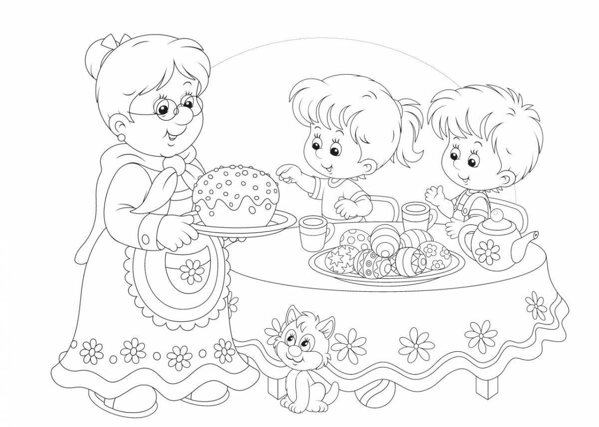 Amazing grandma and granddaughter coloring pages