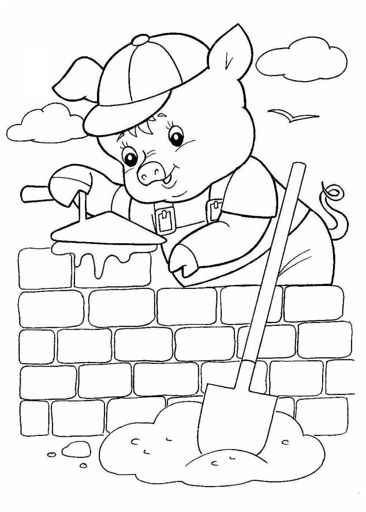 Coloring book the glorious tale of the three little pigs