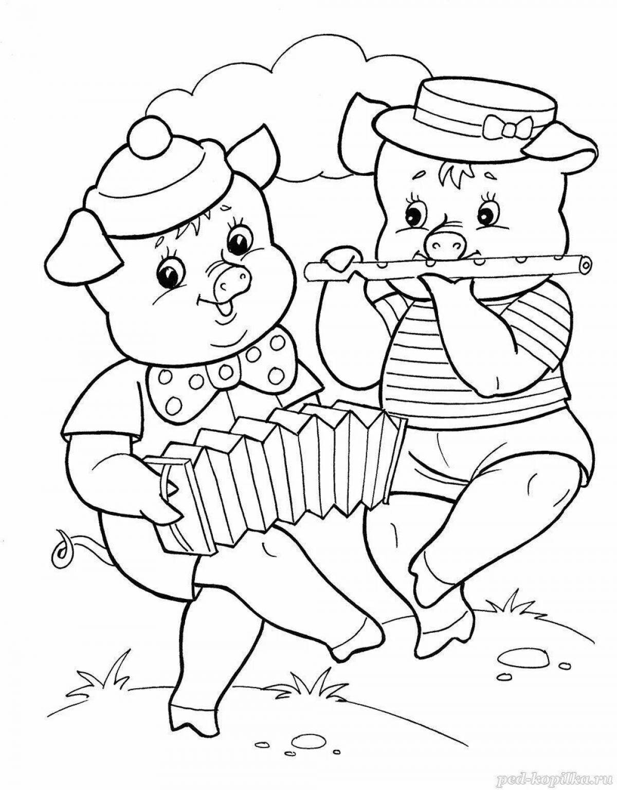 Outstanding coloring page of the tale of the three little pigs