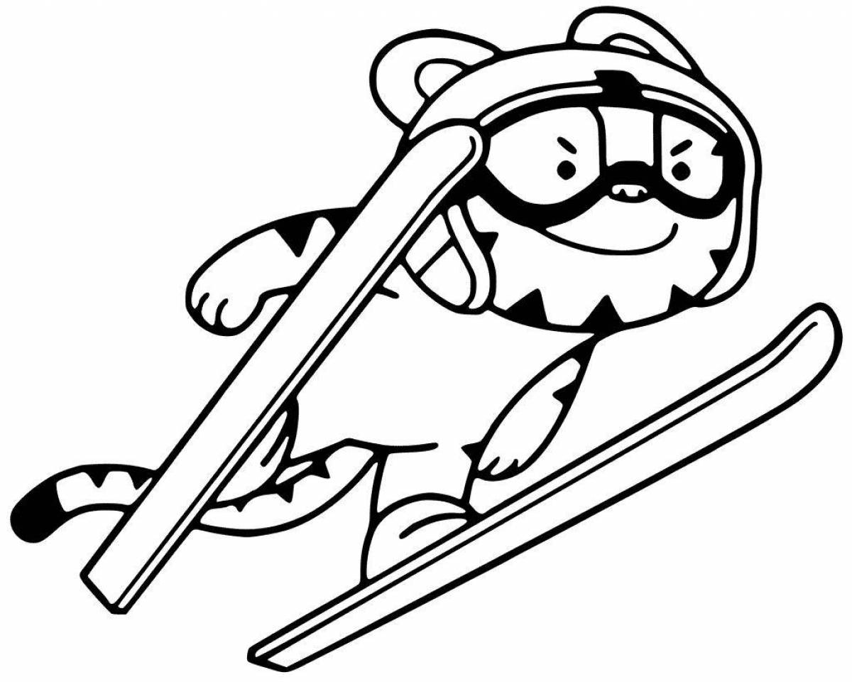 Playful winter olympic coloring page