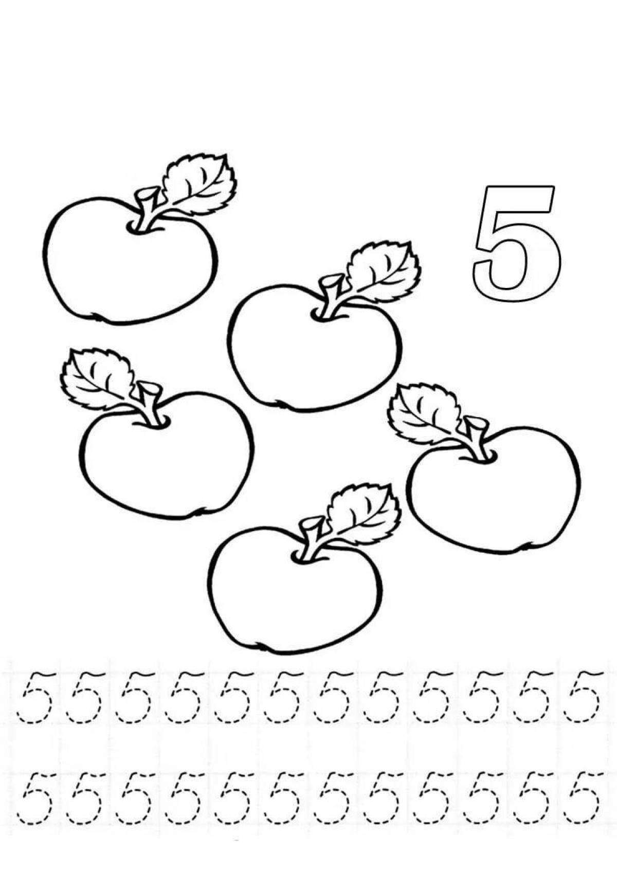 Colorful coloring page number 5 spelling