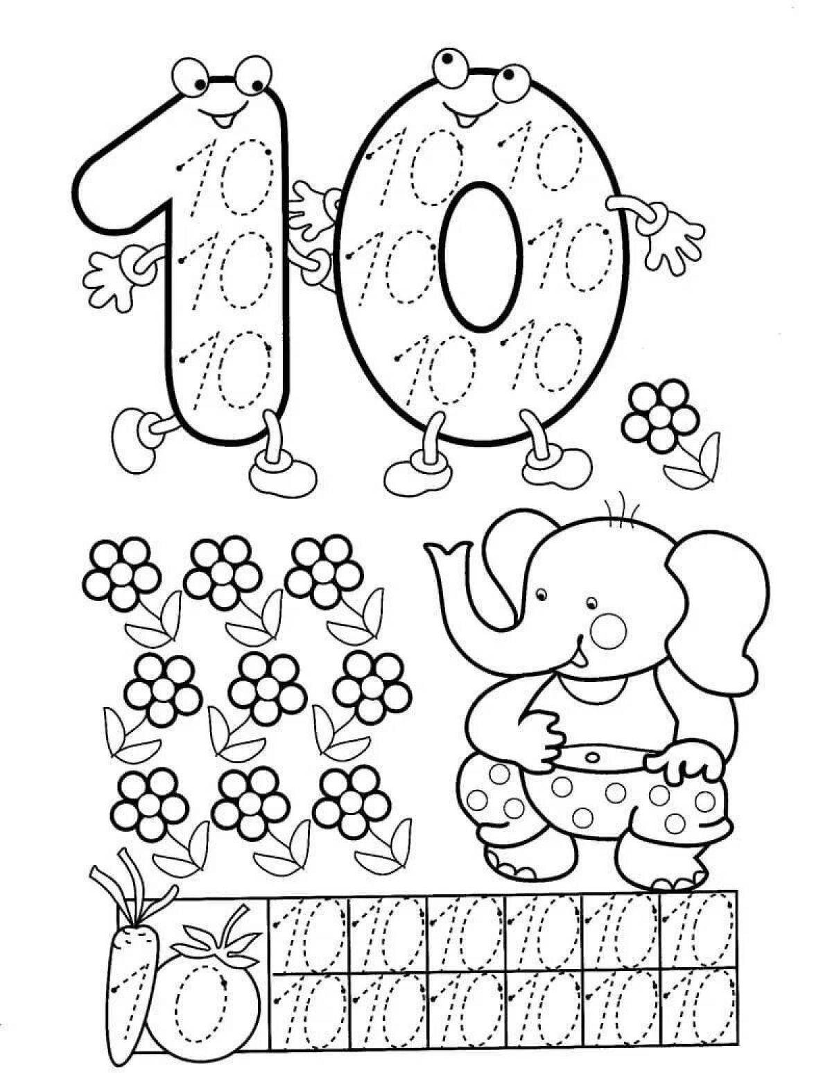 Playful coloring page number 5 spelling