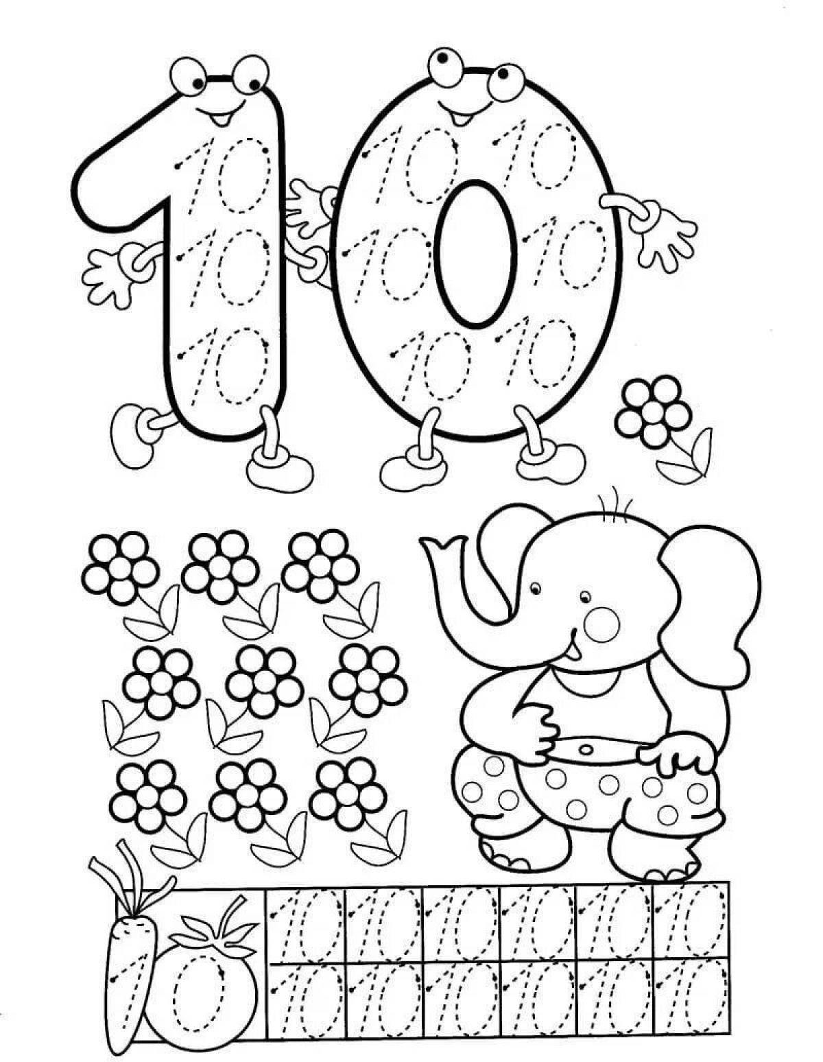 Playful coloring page number 5 spelling