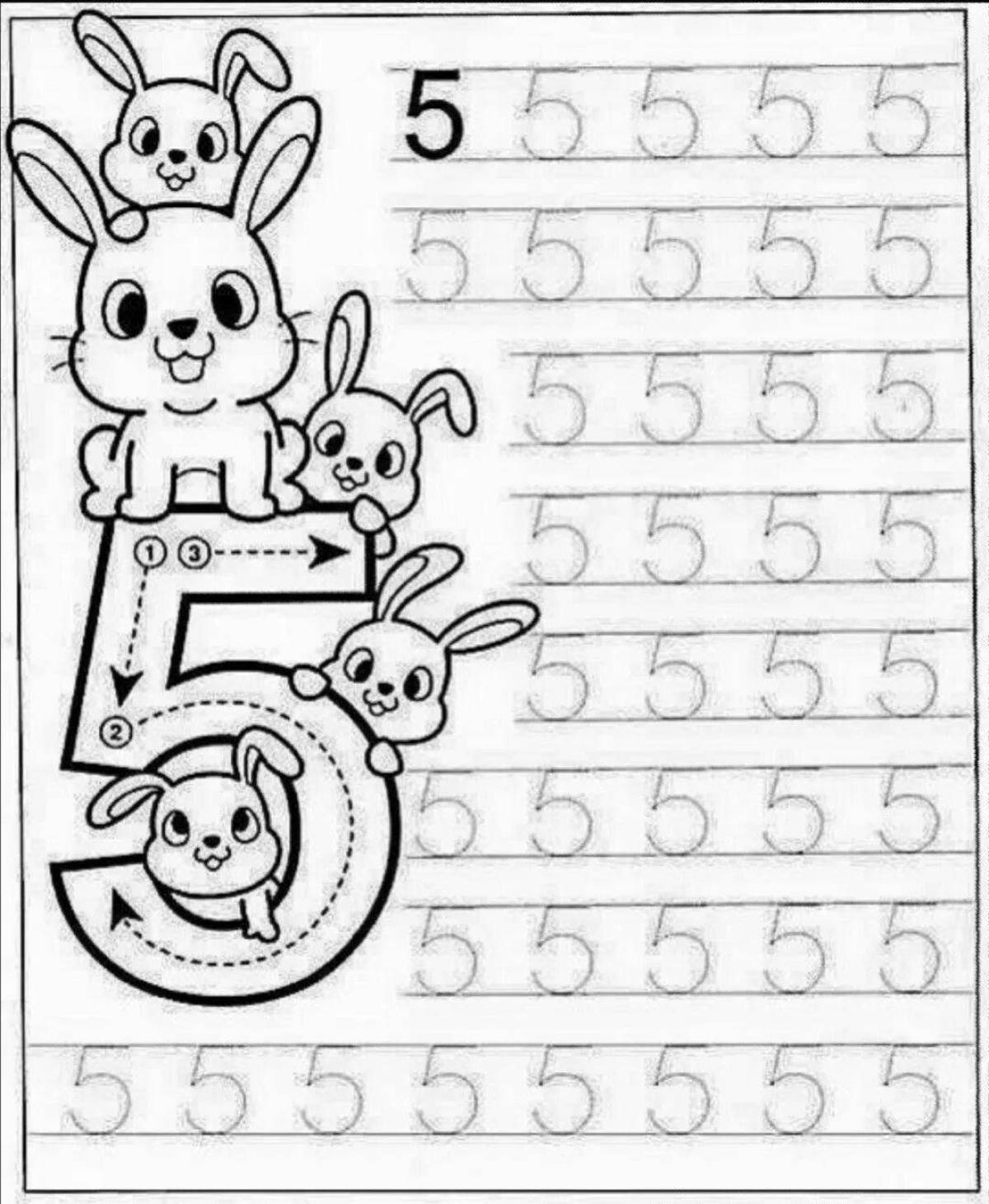 Fun coloring number 5 spelling