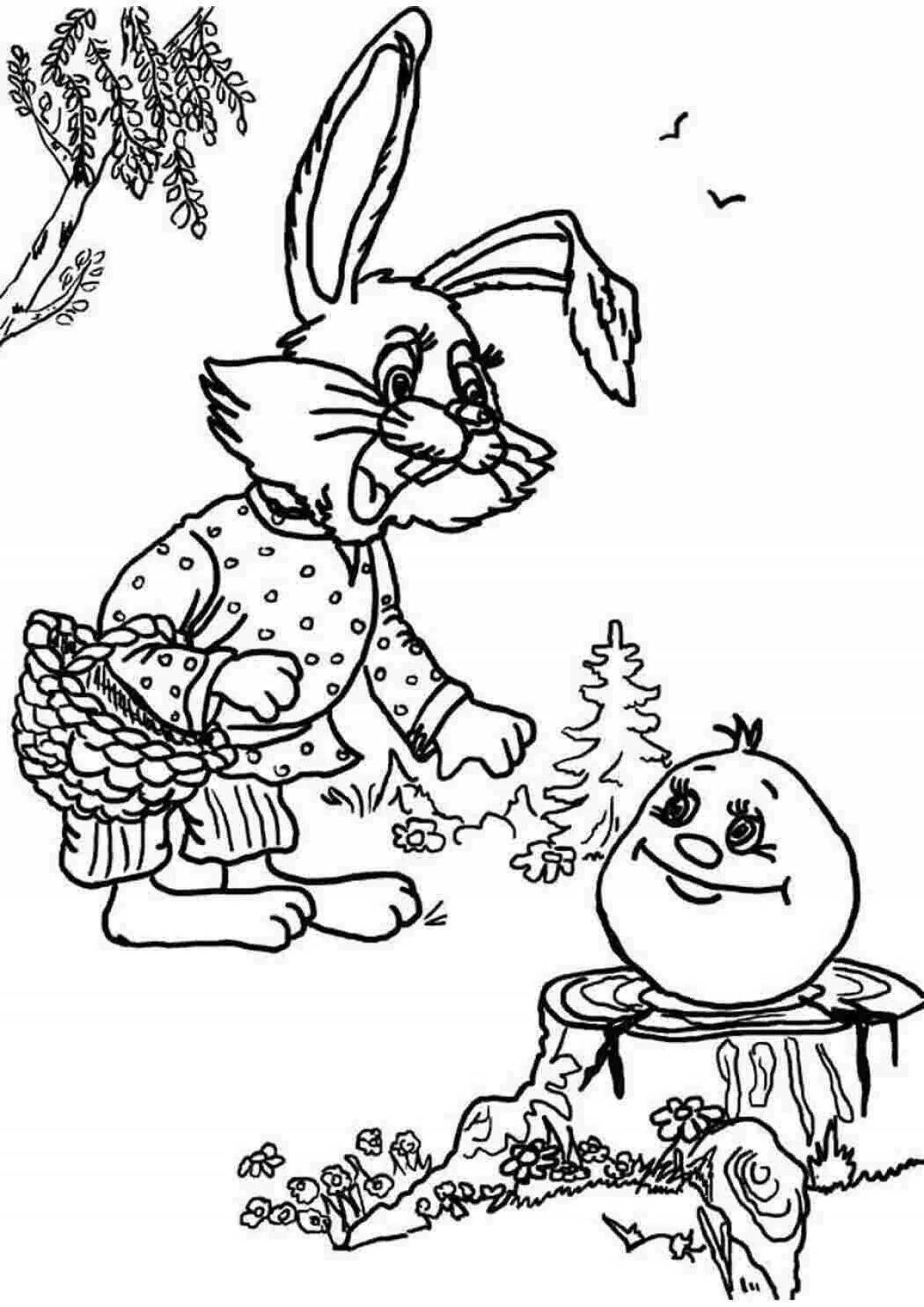Coloring book colorful bunny and bun