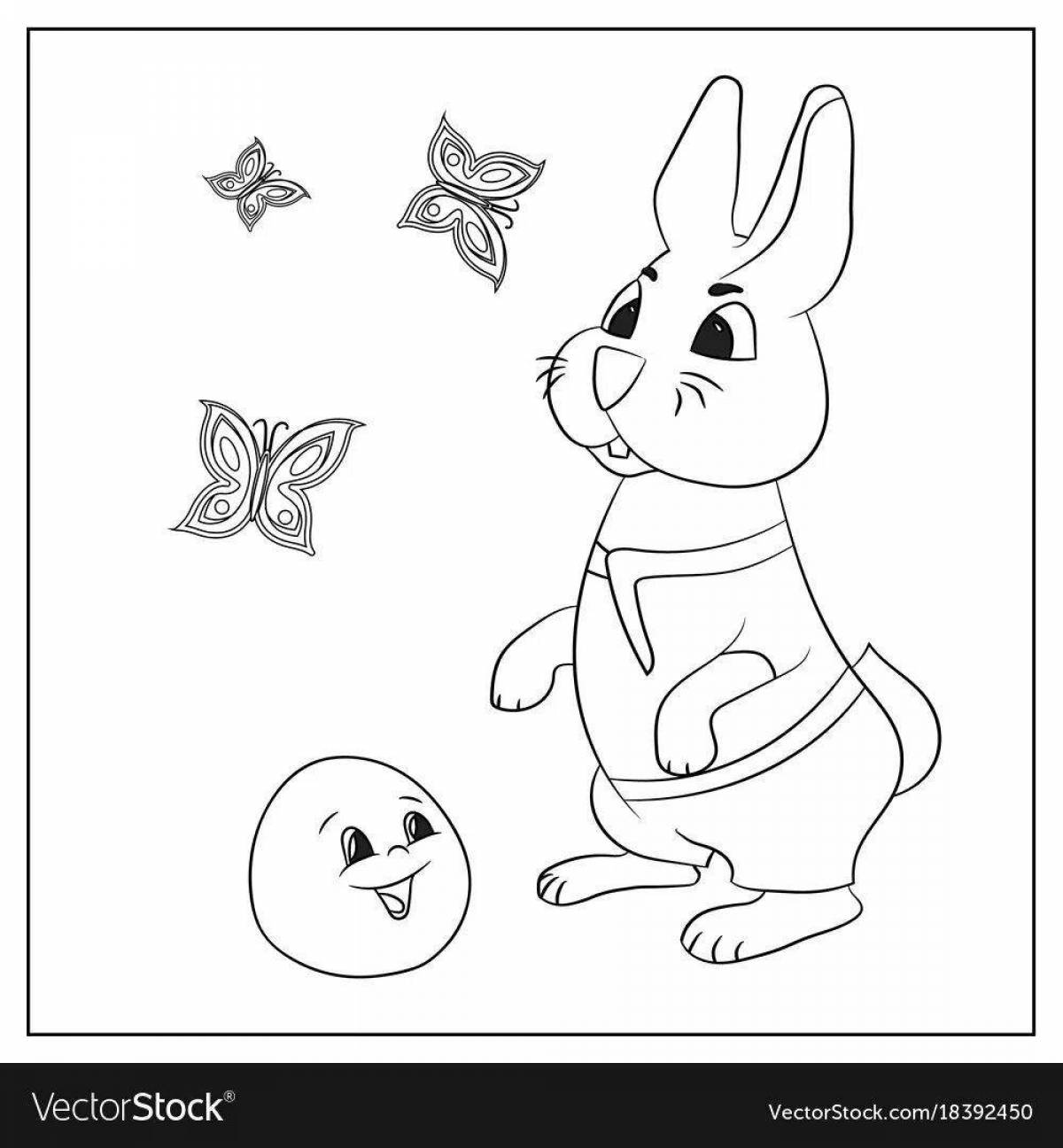 Раскраска радостный заяц и булочка