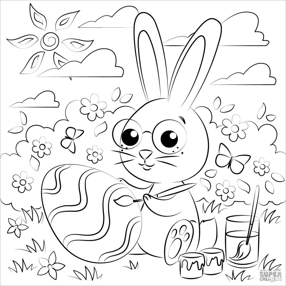 Coloring book gorgeous bunny and bun