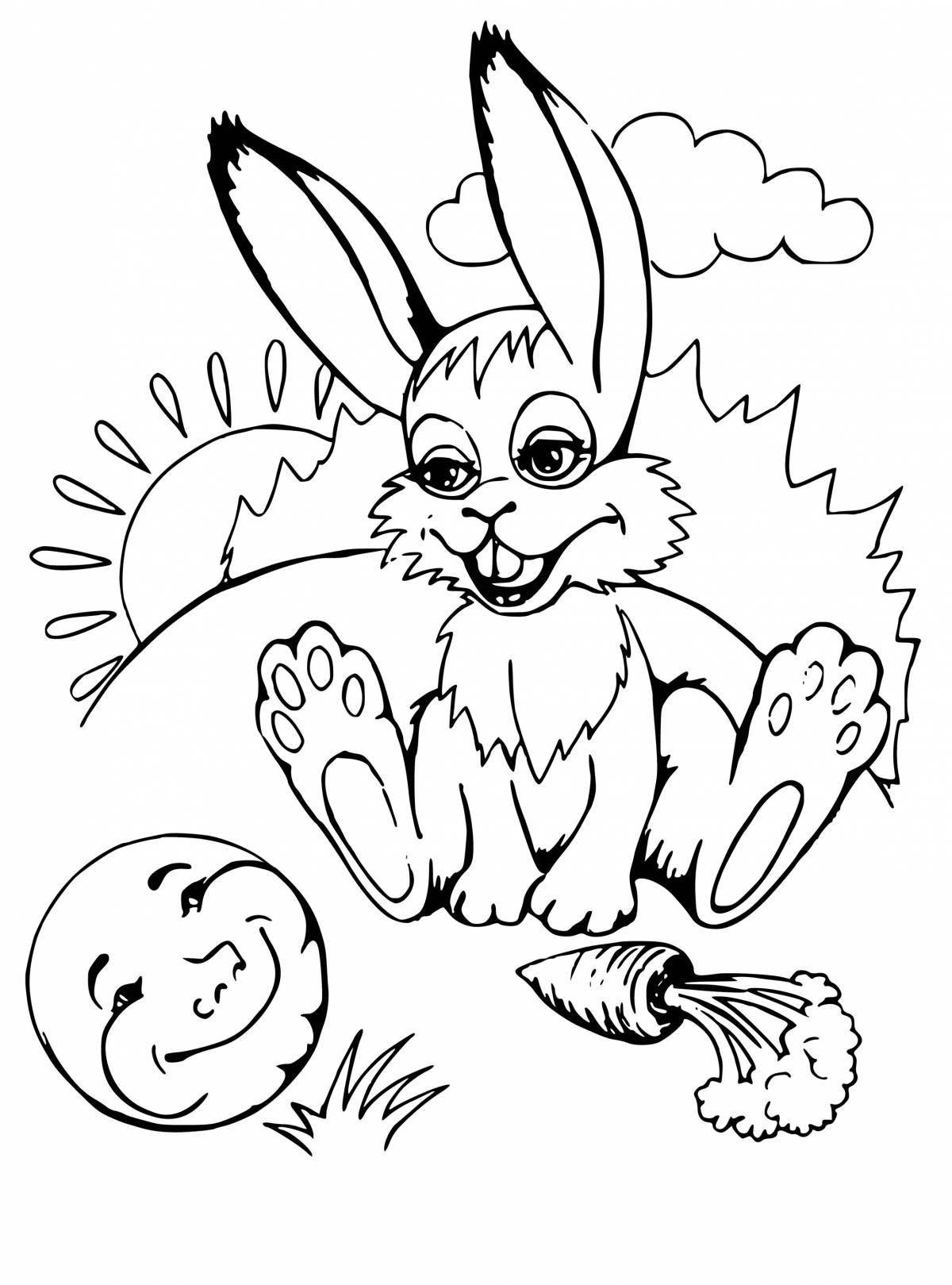 Анимированная раскраска «заяц и булочка»