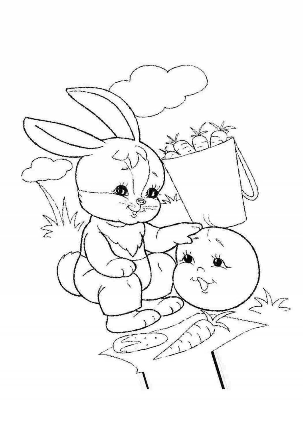 Раскраска живой заяц и булочка