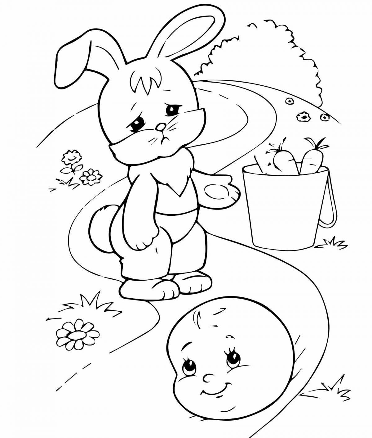 Coloring book funny hare and bun