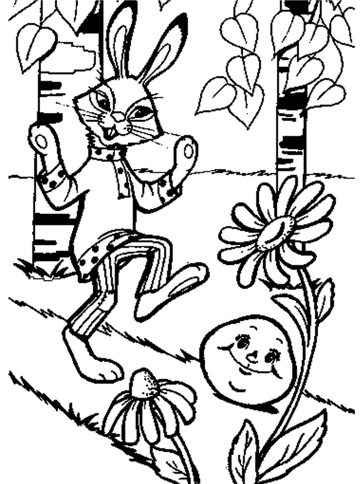 Coloring book humorous hare and bun