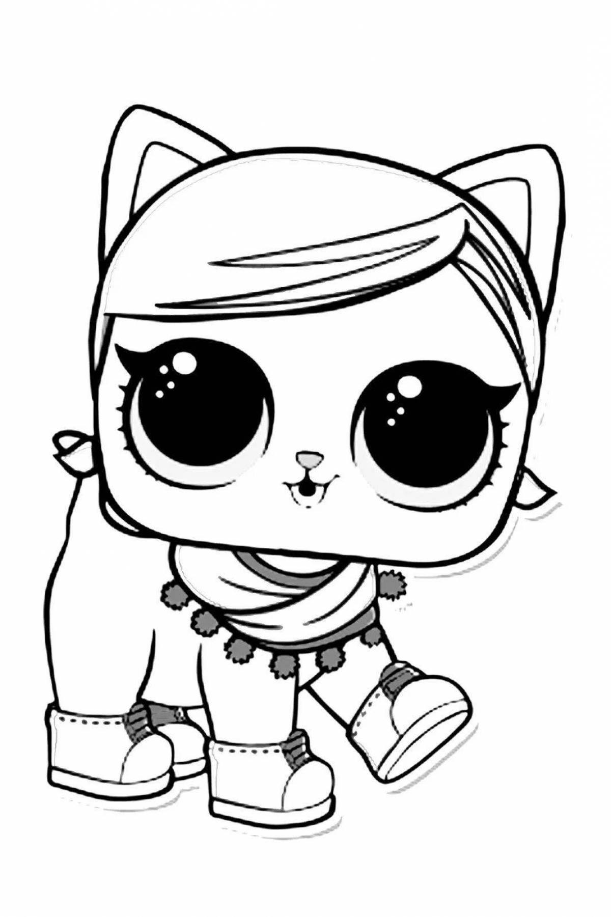 Dazzling coloring page doll lol cat