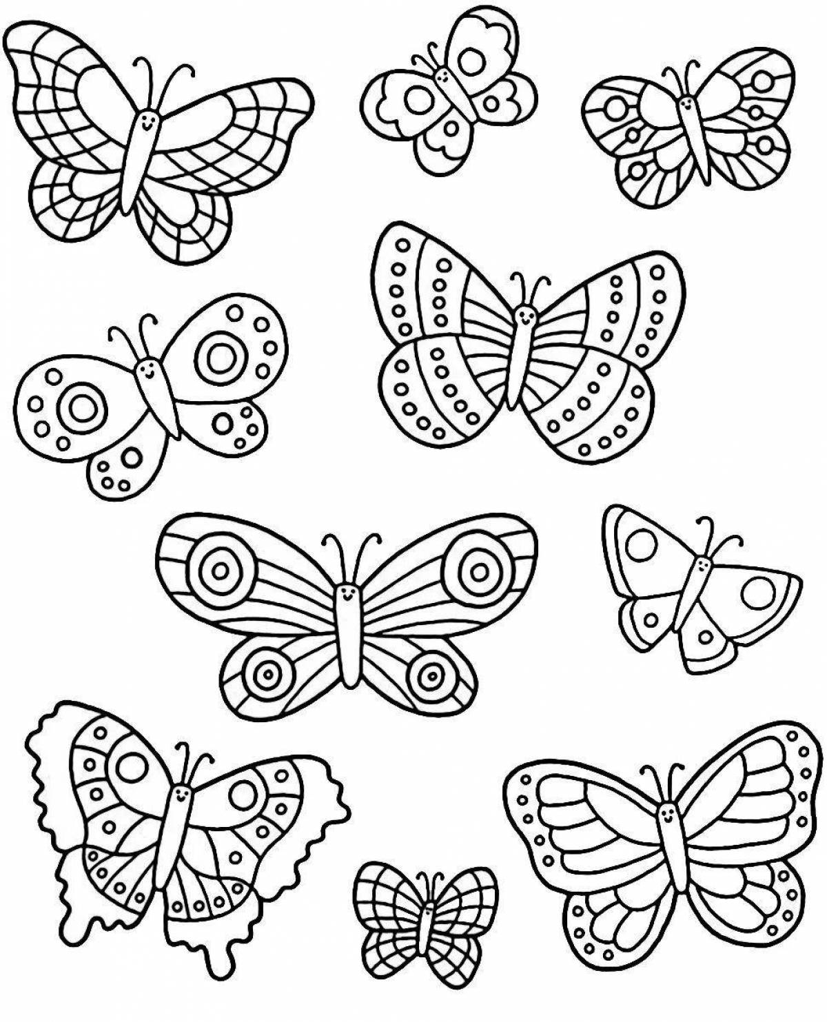 Раскраска маленькие игривые бабочки
