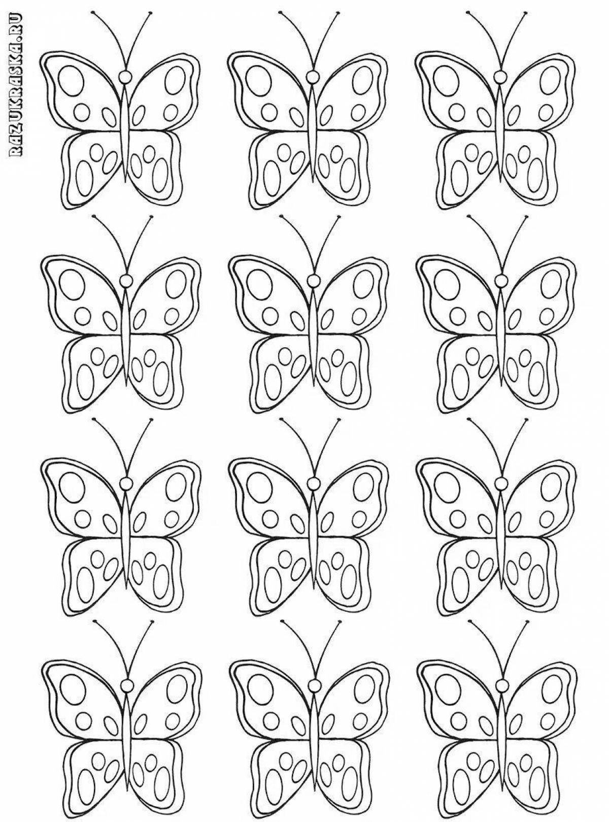 Coloring book shimmering little butterflies