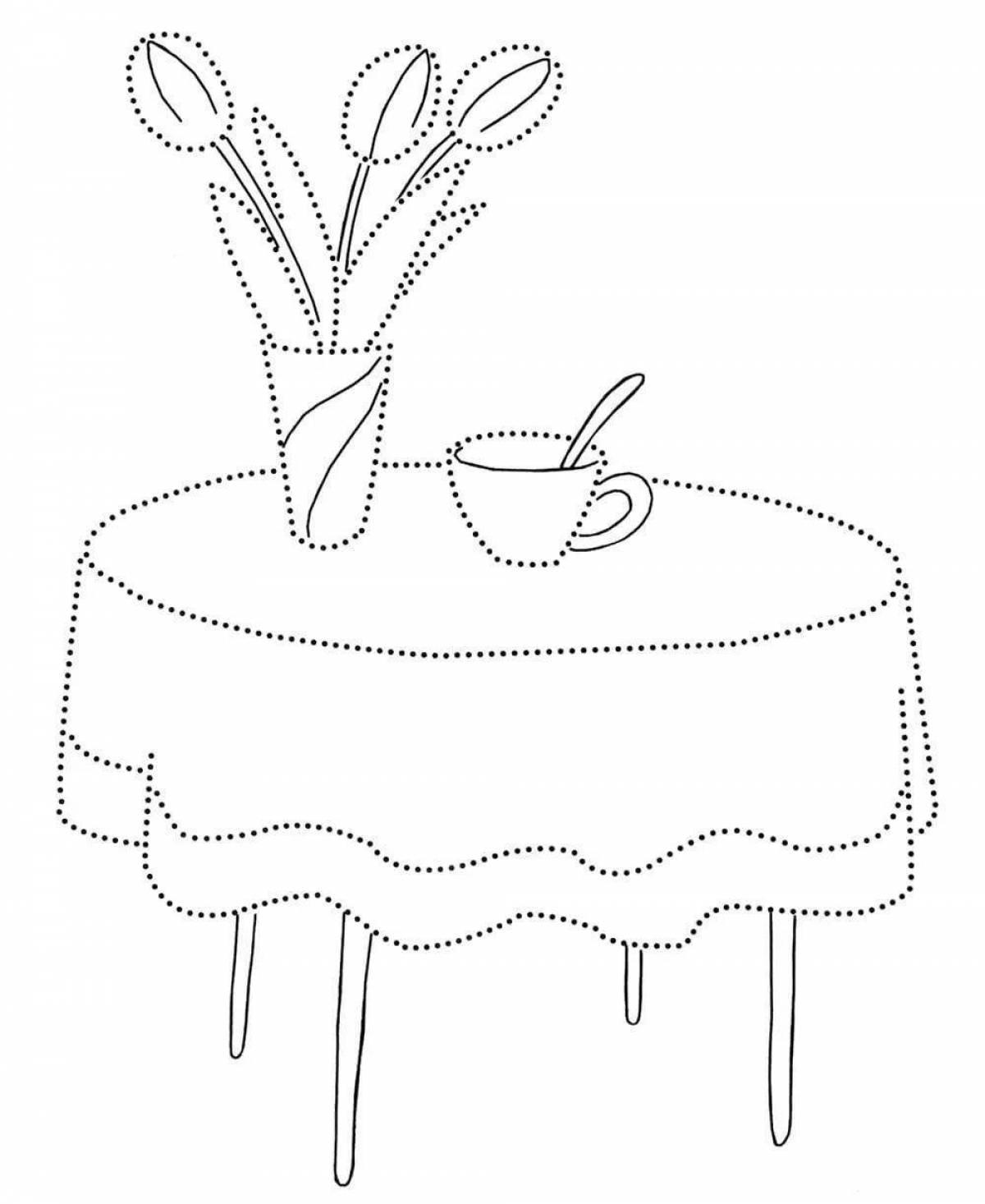 Coloring page unusual furniture in dots
