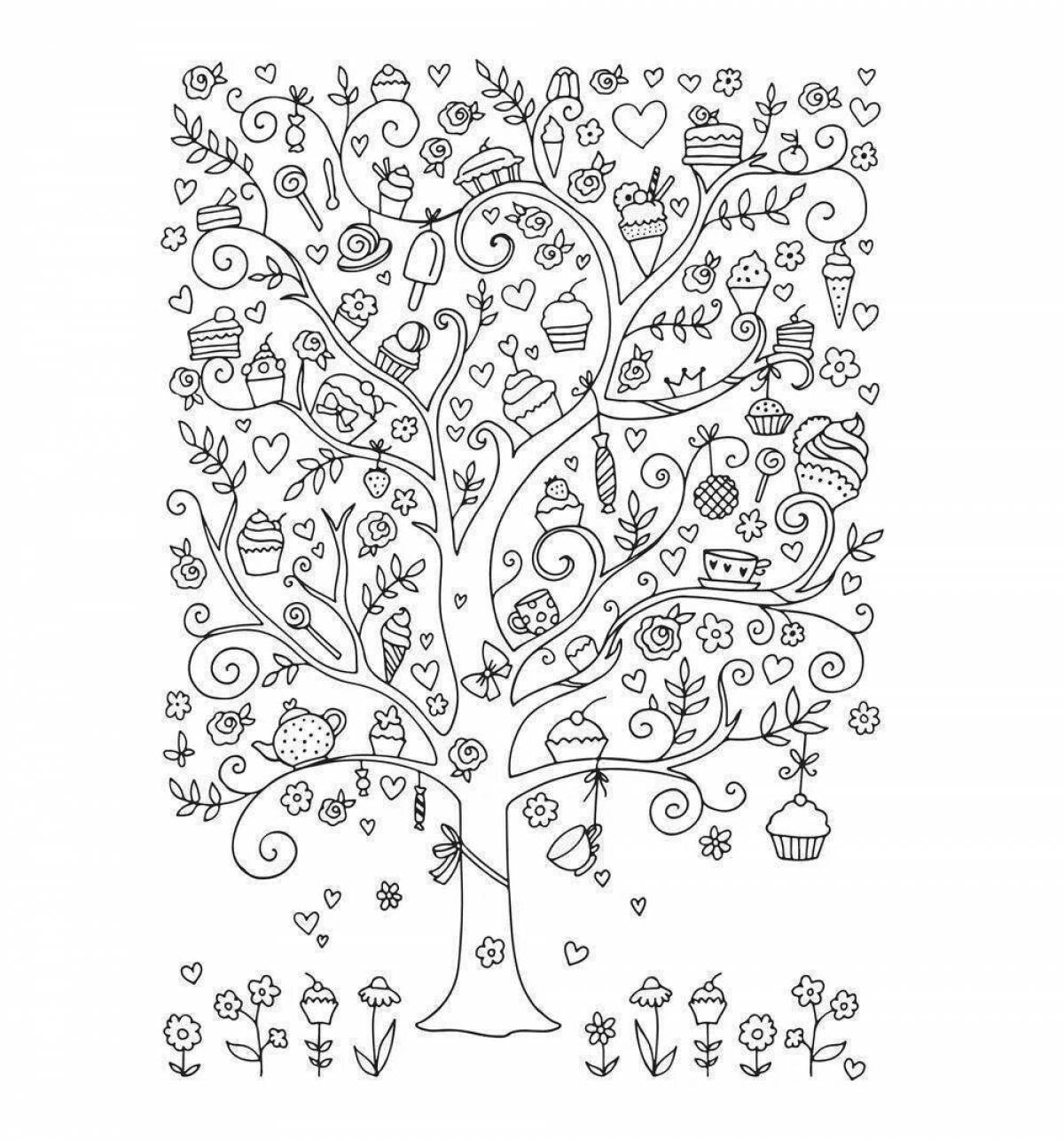Очаровательное чудо-дерево чуковский раскраска