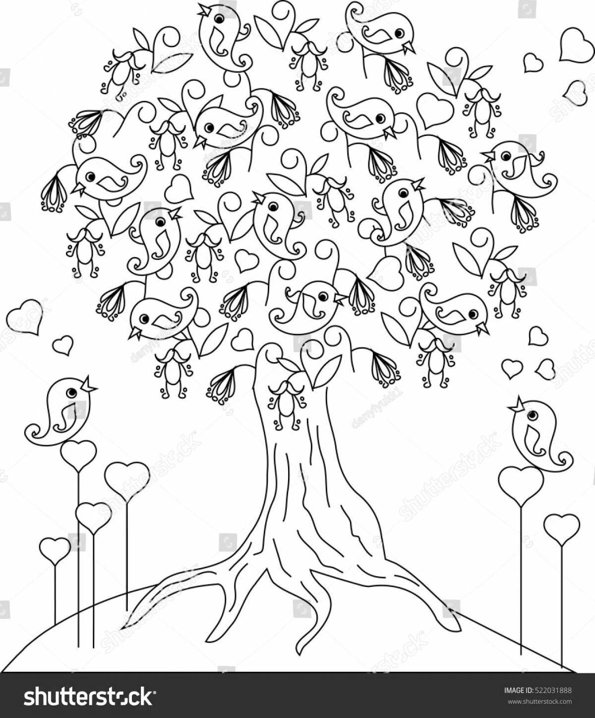 Раскраска лучистое чудо-дерево чуковский