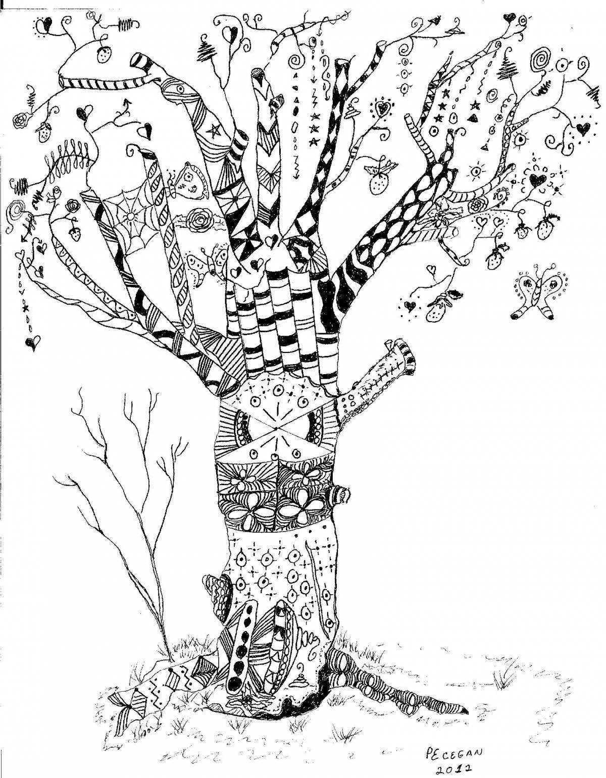 Living miracle tree Chukovsky coloring book