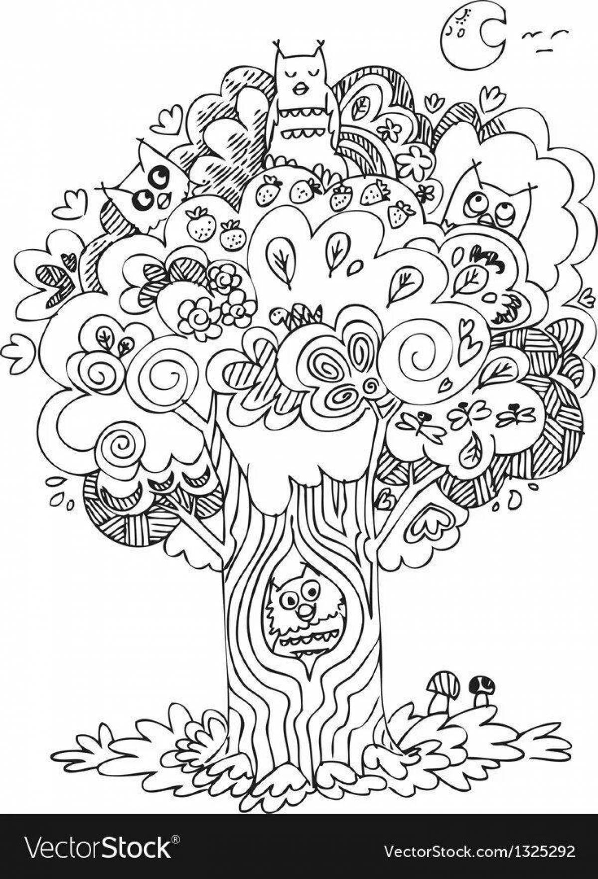 Великолепное чудо-дерево чуковский раскраска