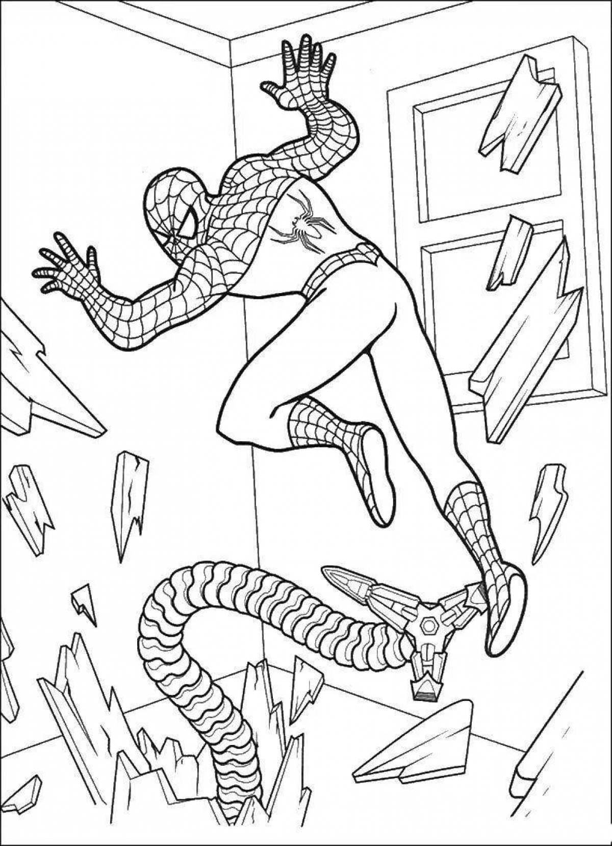 Colorful spiderman cartoon coloring page