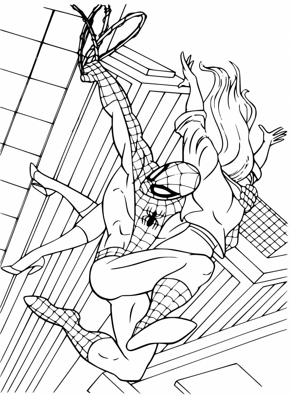 Coloring page playful spider-man